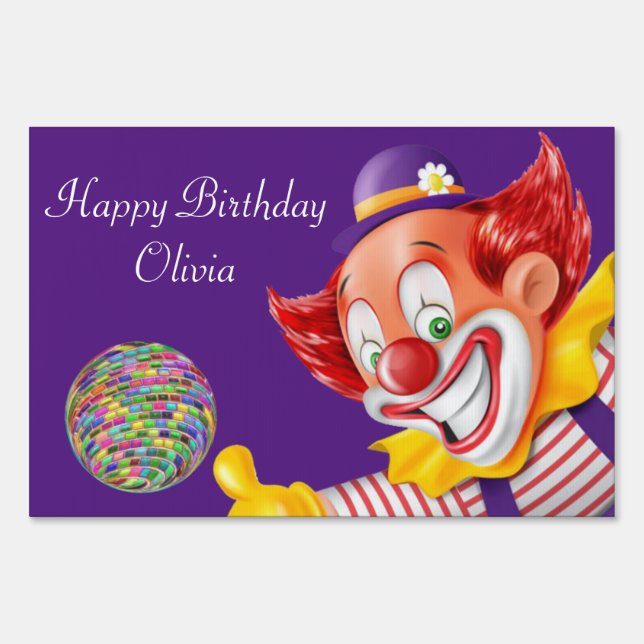 Happy Birthday Yard Sign Clown (Front)