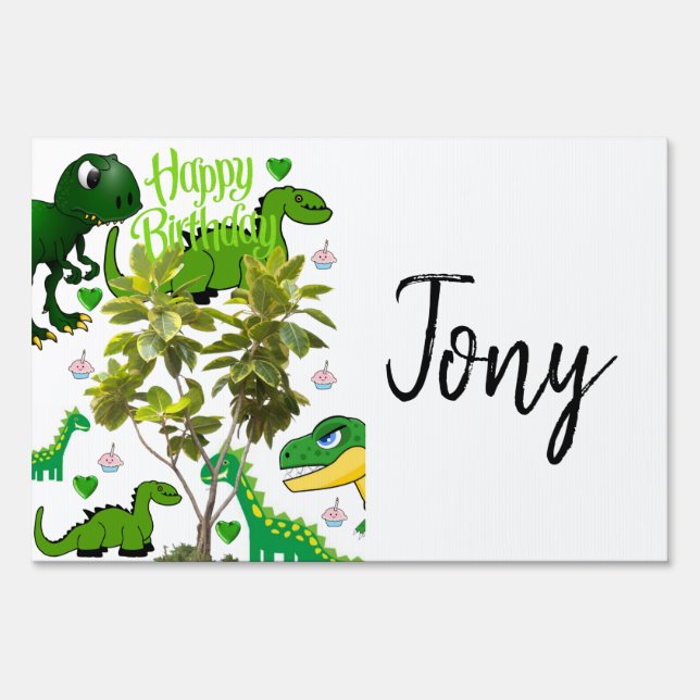 Happy Birthday Yard Sign Dinosuar (Back)