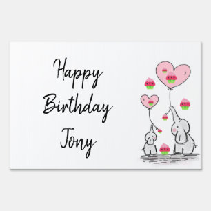 Happy Birthday Yard Sign Elephant