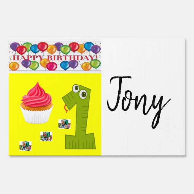 Happy Birthday Yard Sign First Birthday (Back)