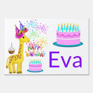 Happy Birthday Yard Sign Giraffe