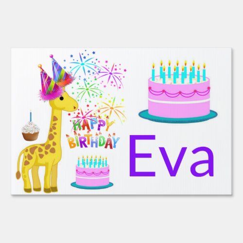 Happy Birthday Yard Sign Giraffe