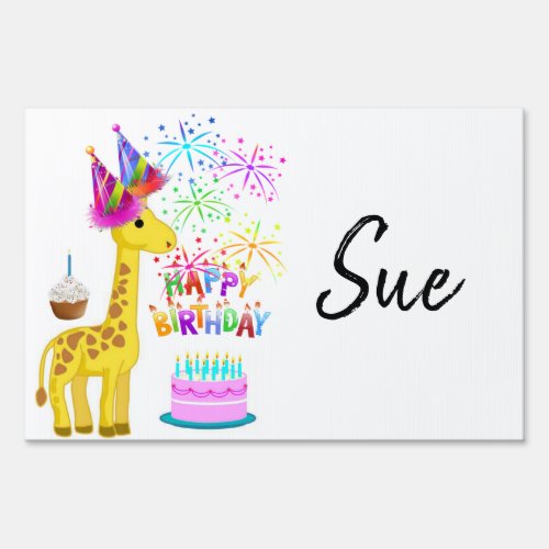 Happy Birthday Yard Sign Giraffe