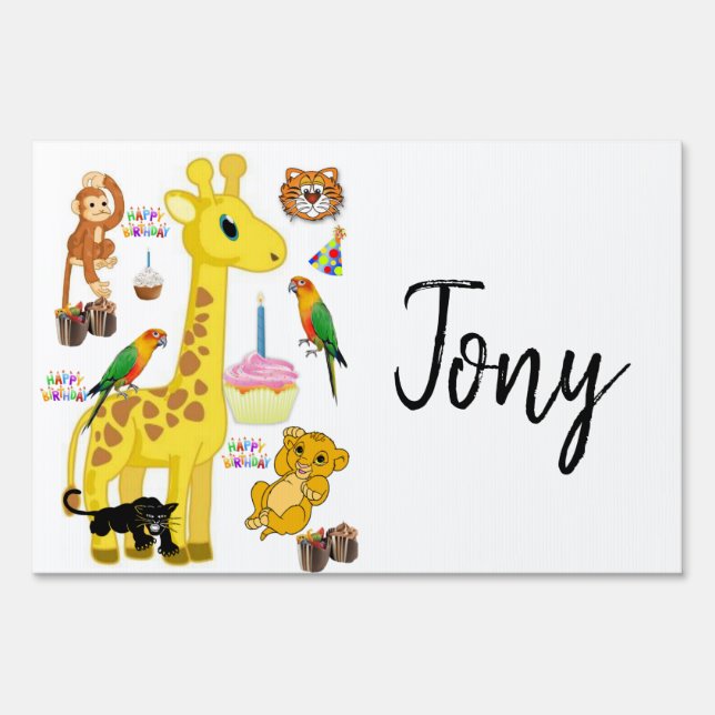 Happy Birthday Yard Sign Giraffe (Back)