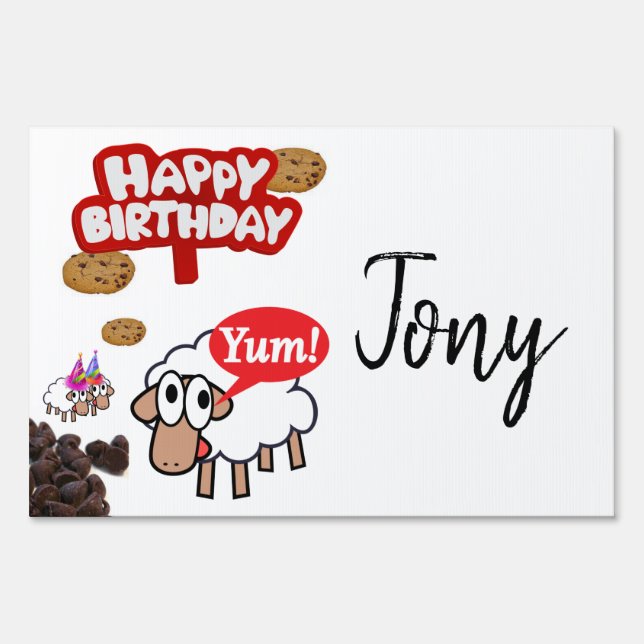 Happy Birthday Yard Sign Lamb (Back)