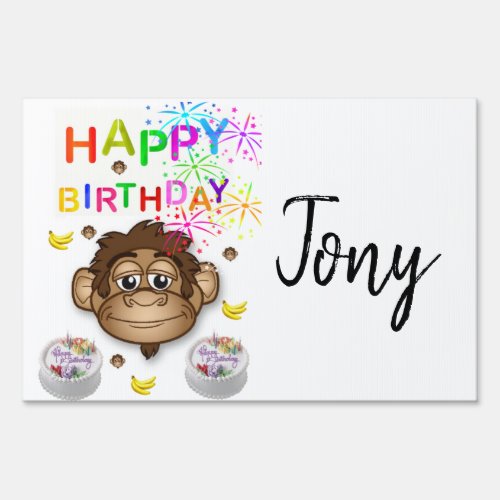 Happy Birthday Yard Sign Monkey