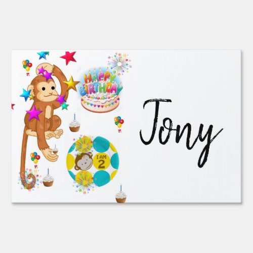 Happy Birthday Yard Sign Monkey