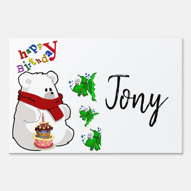 Happy Birthday Yard Sign Polar Bear (Back)