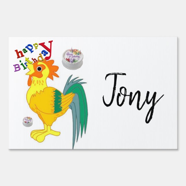 Happy Birthday Yard Sign Rooster (Back)