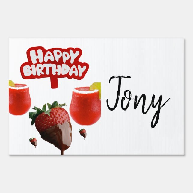 Happy Birthday Yard Sign Strawberry (Back)
