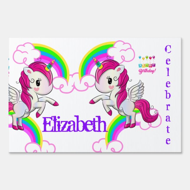 Happy Birthday Yard Sign Unicorn (Back)