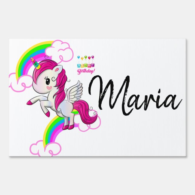 Happy Birthday Yard Sign Unicorn (Back)