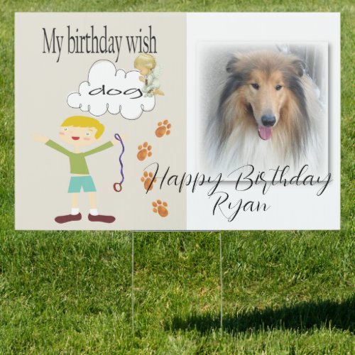 Happy Birthday Yard Sign Wishing for a Dog
