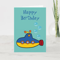 Happy Birthday - Yellow and Blue Toy Submarine