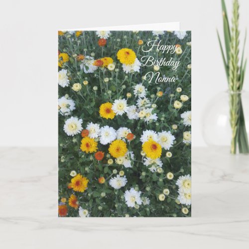 Happy Birthday Yellow and White chrysanthemums Card
