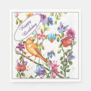 Happy Birthday Yellow Bird Napkins