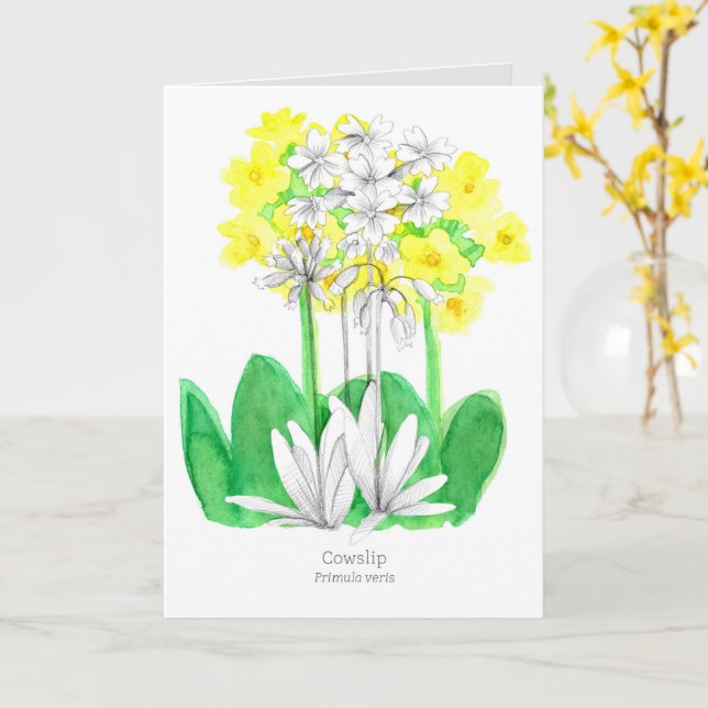 Happy Birthday Yellow Cowslip Language of Flowers  Card (Yellow Flower)
