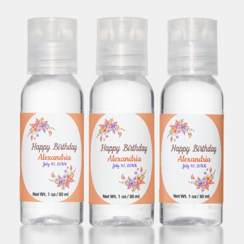 Happy Birthday Yellow Flowers Watercolor Floral Hand Sanitizer