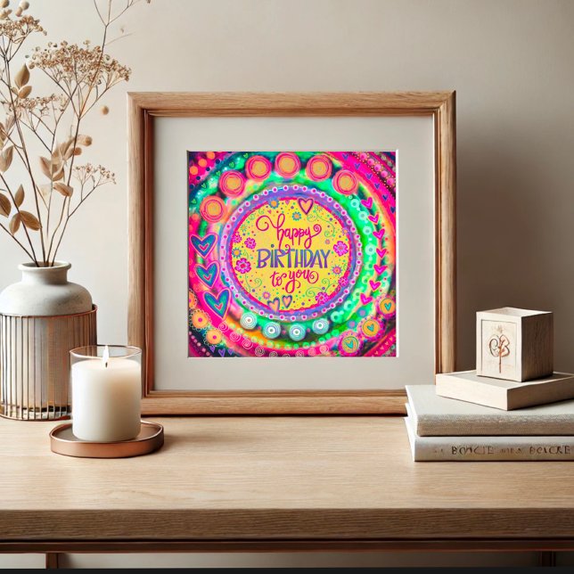 Happy Birthday Yellow Fun Colorful Inspirivity  Poster (Creator Uploaded)