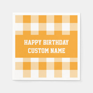 Happy Birthday Yellow Gingham Napkins