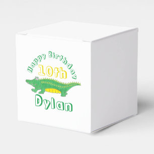 Happy Birthday Yellow Green Alligator Crocodile Favor Boxes