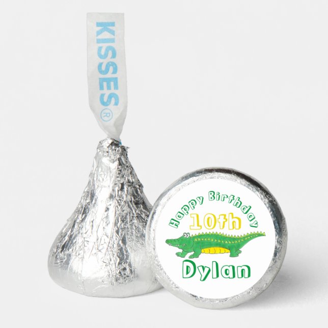 Happy Birthday Yellow Green Alligator Crocodile Hershey®'s Kisses® (Front)
