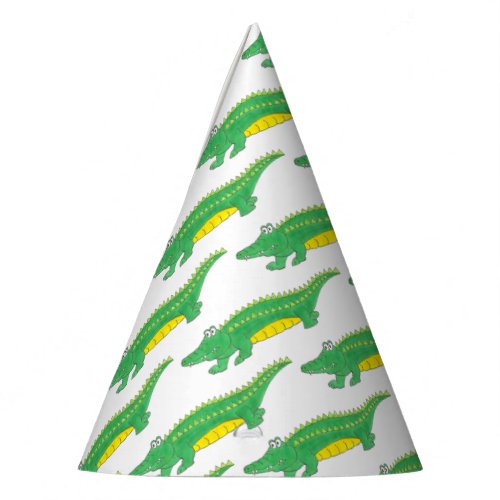 Happy Birthday Yellow Green Alligator Crocodile Party Hat