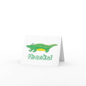 Happy Birthday Yellow Green Alligator Crocodile Thank You Card