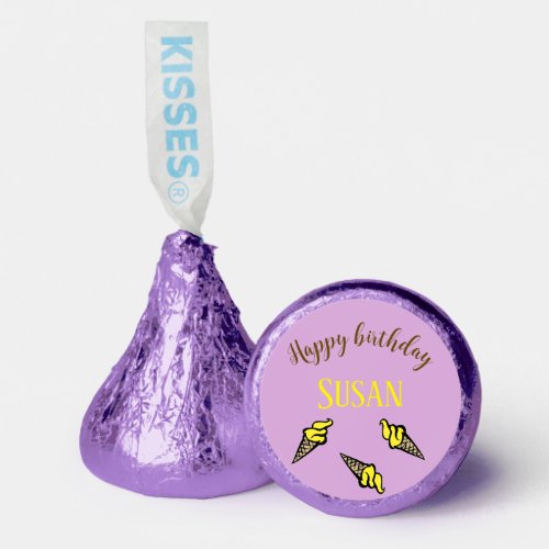 Happy birthday yellow ice cream on purple hersheys kisses