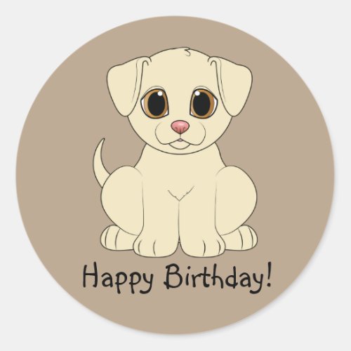 Happy Birthday Yellow Lab Puppy Classic Round Sticker