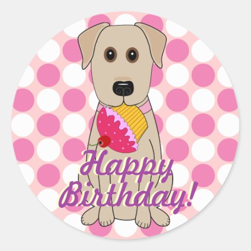 Happy Birthday Yellow Labrador Stickers
