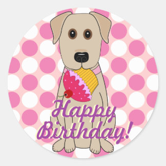 Happy Birthday Yellow Labrador Stickers
