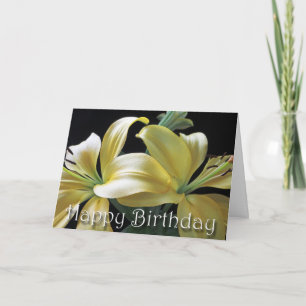 Happy Birthday Yellow Lily Flower Card