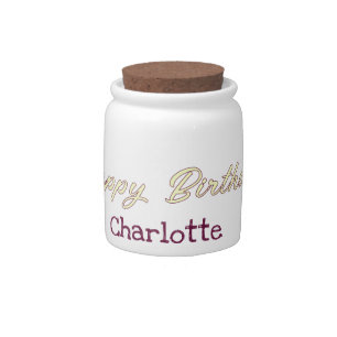 happy birthday yellow maron pastel modern trendy s candy jar