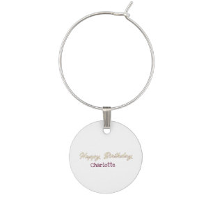 happy birthday yellow maron pastel modern trendy s wine charm