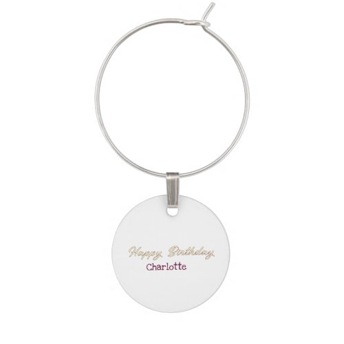 happy birthday yellow maron pastel modern trendy s wine charm