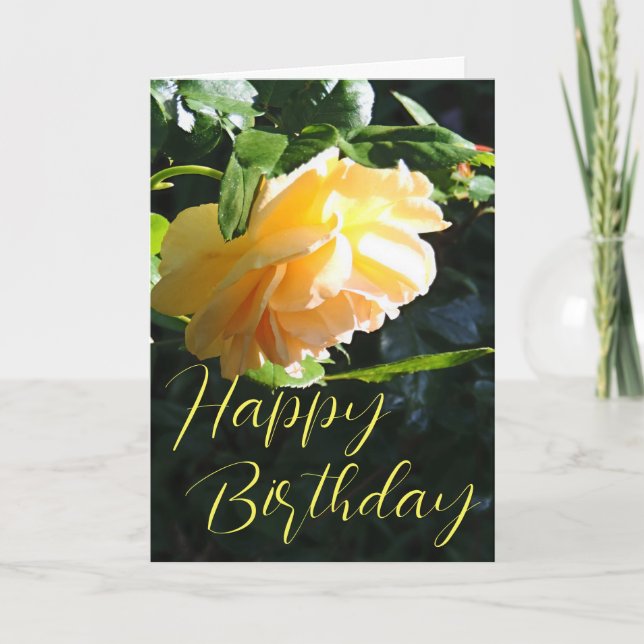 Happy Birthday Yellow Rose Card (Front)