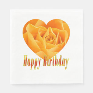 Happy birthday yellow rose heart1 napkins