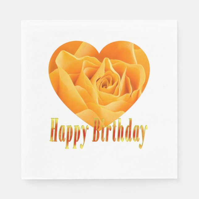 Happy birthday yellow rose heart1 napkins (Front)