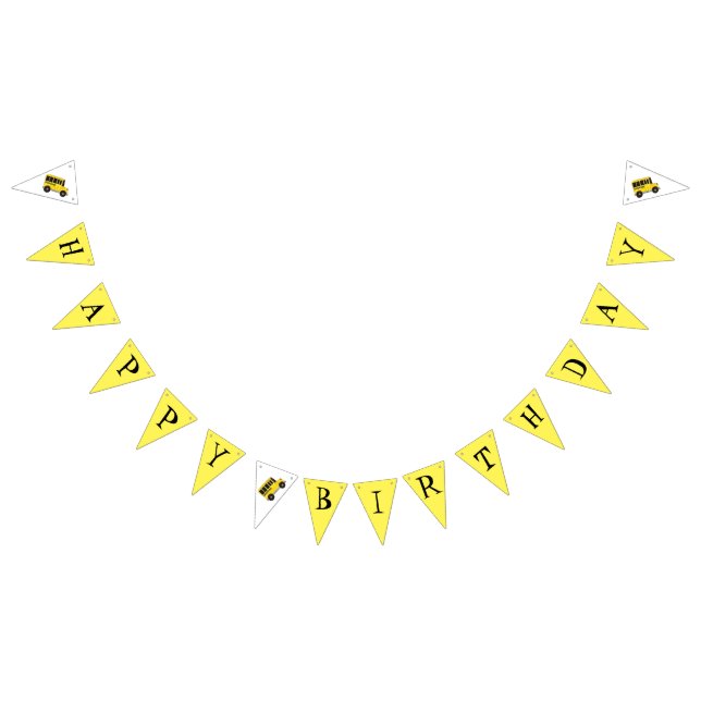 Happy Birthday Yellow School Bus Teacher Education Bunting Flags (All)