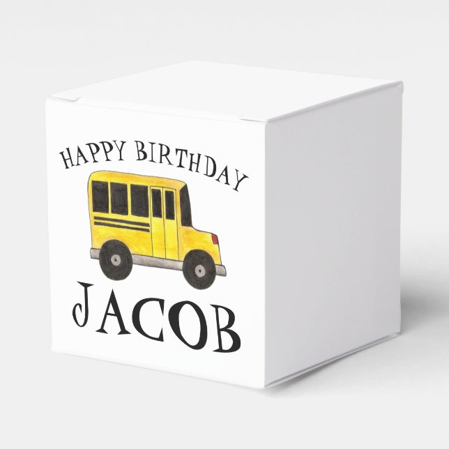 Happy Birthday Yellow School Bus Teacher Education Favor Boxes (Front Side)