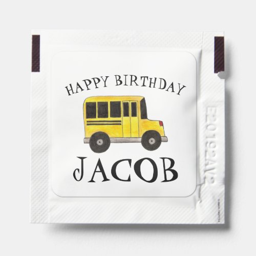 Happy Birthday Yellow School Bus Teacher Education Hand Sanitizer Packet