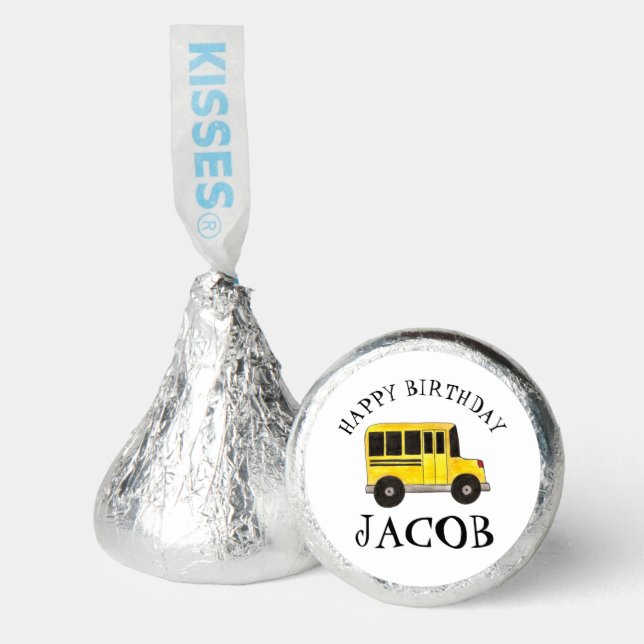Happy Birthday Yellow School Bus Teacher Education Hershey®'s Kisses® (Front)