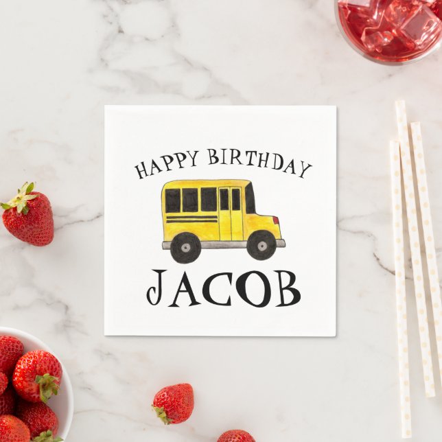 Happy Birthday Yellow School Bus Teacher Education Napkins (Insitu)