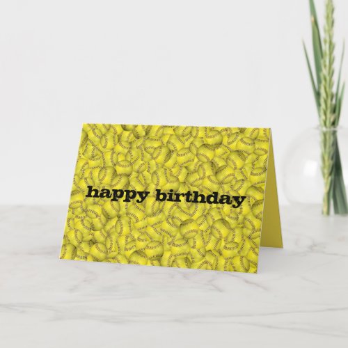 happy birthday yellow softball collection card