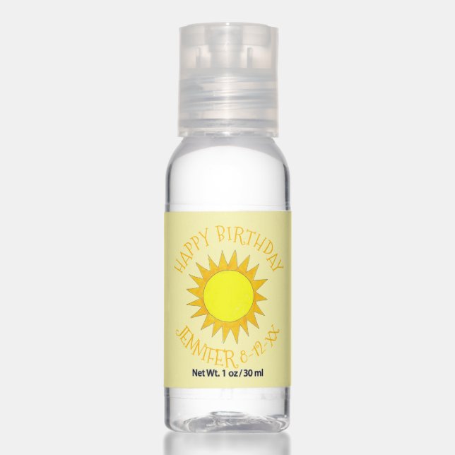 Happy Birthday Yellow Summer Sun Sunshine Beach Hand Sanitizer (Front)
