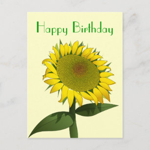 Happy Birthday Yellow Sunflower Floral Post Card