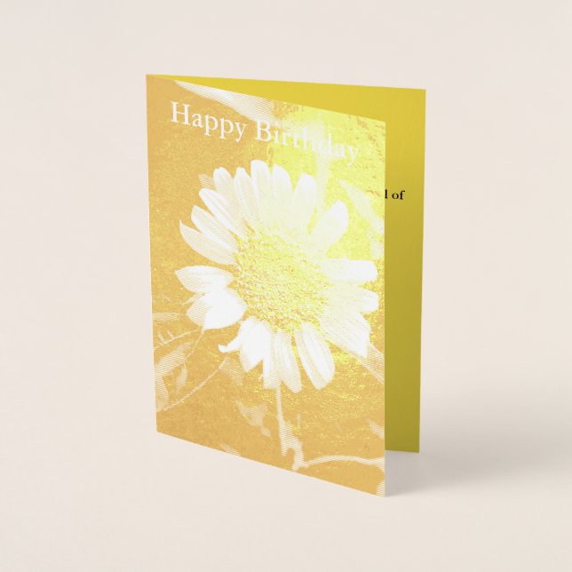 Happy Birthday Yellow Sunflower Gold Foil Card (Front)