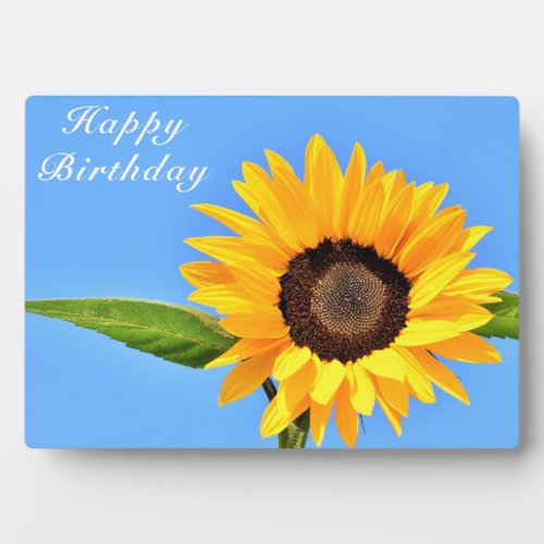 Happy Birthday _ Yellow Sunflower on Blue Sky Plaque