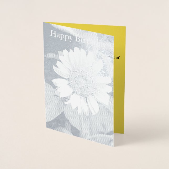 Happy Birthday Yellow Sunflower Silver Foil Card (Front)